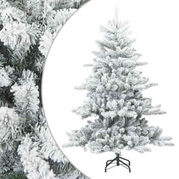 Vidaxl Umretna tečajna božična jelka zasnežena Bela 150 cm PVC, jeklo