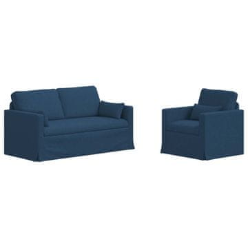 Vidaxl Kavčna garnitura 2 szt. Modra 158 x 78 x 80 cm blago