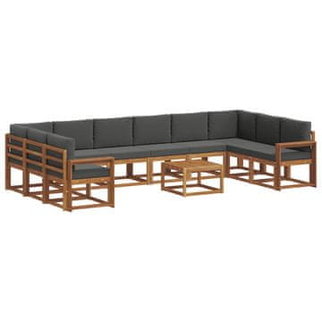 Vidaxl Zunanja garnitura za sedenje 11 szt. Naravna in antracitna
