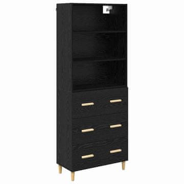 Vidaxl Visok predalnik s predalom Črna Orehovina 69,5 x 32,5 x 180 cm
