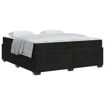 Vidaxl Konstrukcija postelje z vzmetnico Črna 180 x 200 cm blago