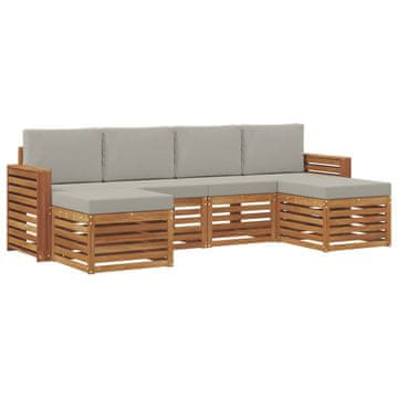 Vidaxl Sedežne garniture z blazino 6 szt. Naravna in svetlo siva