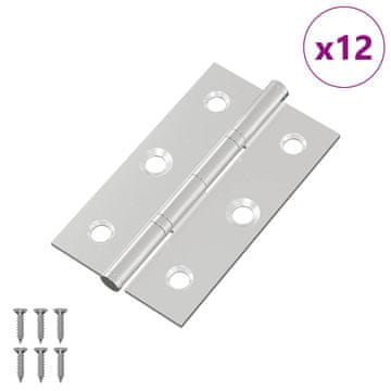 Vidaxl Tečaj Enobarvno 12 szt. srebrna 58 x 35 x 1 mm Jeklo