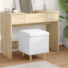 Vidaxl Ottoman s shranjevanjem Bela 40 x 40 x 45 cm Umetna koža