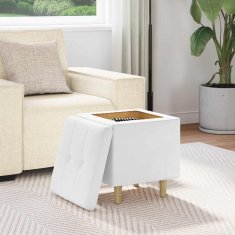 Vidaxl Ottoman s shranjevanjem Bela 40 x 40 x 45 cm Umetna koža