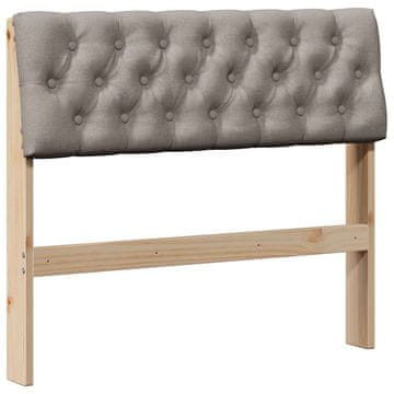 Vidaxl Tapecirano vzglavje Taupe 90 cm Masivno borovo les