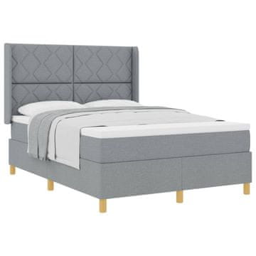 Vidaxl Postelja z vzmetnico z vzglavjem Svetlo siva 160 x 200 cm blago