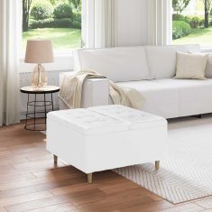 Vidaxl Ottoman s shranjevanjem Bela 80 x 80 x 45 cm Umetna koža