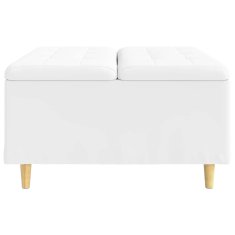 Vidaxl Ottoman s shranjevanjem Bela 80 x 80 x 45 cm Umetna koža