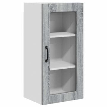 Vidaxl Stenski stekleni omarica LUCCA Siva Sonoma 40 x 31 x 80 cm