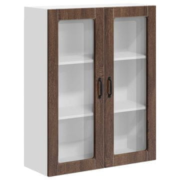 Vidaxl Stenski stekleni omarica LUCCA Rjavi hrast 80 x 31 x 100 cm