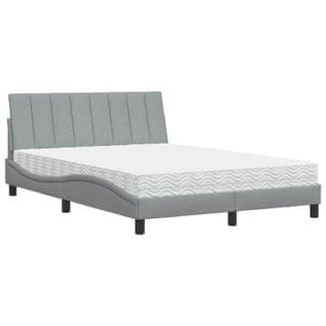 Vidaxl Postelja z vzmetnico Hanko svetlo siva 120x200 cm blago