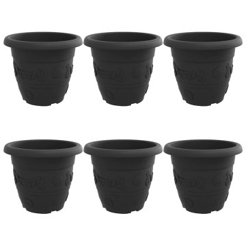 Vidaxl Okrogli cvetlični lonec 6 kos Črna Ø 34 x 28 cm Plastika