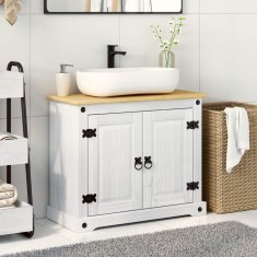 Vidaxl Omarica za umivalnik Bela 73 x 33 x 60 cm Masivno borovo les