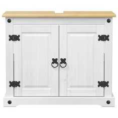 Vidaxl Omarica za umivalnik Bela 73 x 33 x 60 cm Masivno borovo les