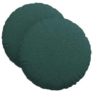 Vidaxl Sedežne blazine 2 szt. Temno zelena Ø40 x 13 cm blago