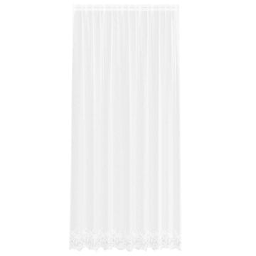 Vidaxl Čipkasta Zavesa z zavesami Bela 280 x 200 cm Poliester