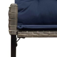 Vidaxl Zunanja klop z blazino Siva in mornarska 118 x 55 x 82 cm
