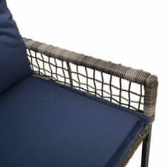 Vidaxl Zunanja klop z blazino Siva in mornarska 118 x 55 x 82 cm