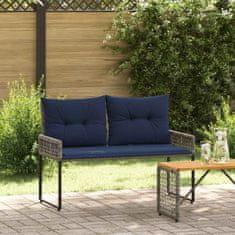 Vidaxl Zunanja klop z blazino Siva in mornarska 118 x 55 x 82 cm