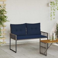 Vidaxl Zunanja klop z blazino Siva in mornarska 118 x 55 x 82 cm