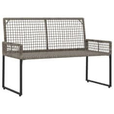 Vidaxl Zunanja klop z blazino Siv 118 x 55 x 82 cm PE ratan in tkanina