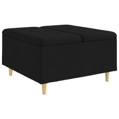 Vidaxl Ottoman s shranjevanjem Črna 80 x 80 x 45 cm blago