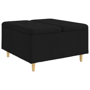 Vidaxl Ottoman s shranjevanjem Črna 80 x 80 x 45 cm blago