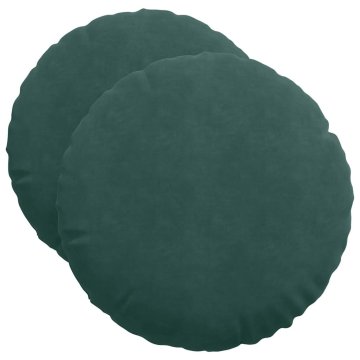Vidaxl Sedežne blazine 2 szt. Temno zelena Ø50 x 19 cm Žamet