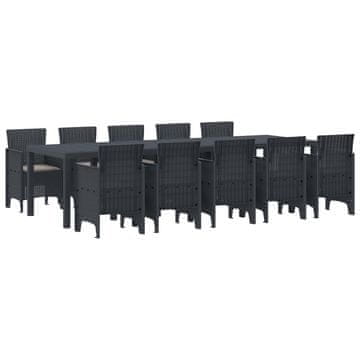 Vidaxl Komplet za jedilnico v vrtu 11 szt. Antracit Poly ratan