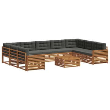 Vidaxl Zunanja garnitura za sedenje 10 szt. Naravna in antracitna