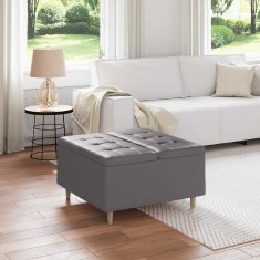 Vidaxl Ottoman s shranjevanjem Siva 80 x 80 x 45 cm Umetna koža