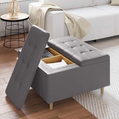 Vidaxl Ottoman s shranjevanjem Siva 80 x 80 x 45 cm Umetna koža