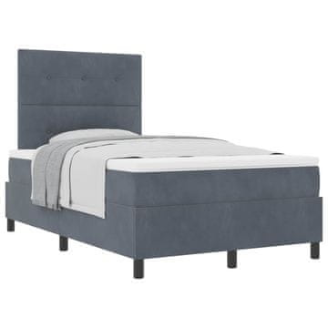 Vidaxl Postelja z vzmetnico z vzglavjem Temno siva 120 x 190 cm Žamet
