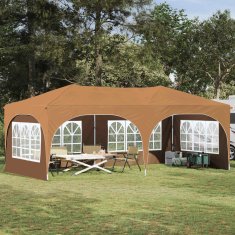 Vidaxl Zložljivi šotor za zabave 574 x 289 x 245 cm Bež Oxford tkanina