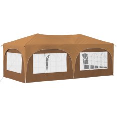 Vidaxl Zložljivi šotor za zabave 574 x 289 x 245 cm Bež Oxford tkanina