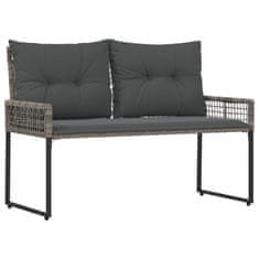 Vidaxl Zunanja klop z blazino Siv 118 x 55 x 82 cm PE ratan in tkanina