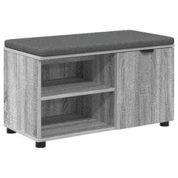 Vidaxl Haldna klop z blazino s polico Siva Sonoma 80 x 38 x 46 cm