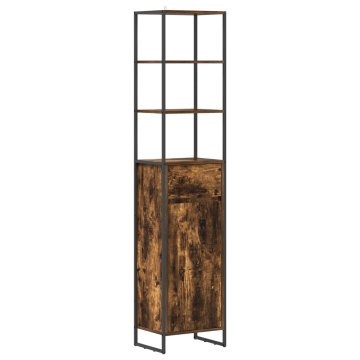 Vidaxl Kopalniška omarica Dimni hrast 40 x 30 x 180 cm Inženirski les