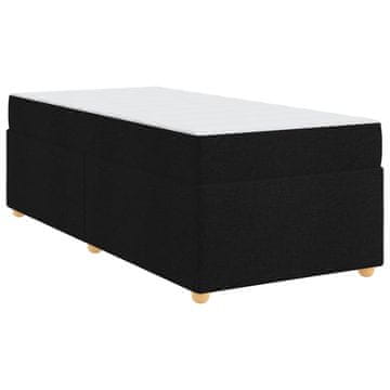 Vidaxl Konstrukcija postelje z vzmetnico Črna 100 x 200 cm blago