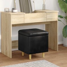 Vidaxl Ottoman s shranjevanjem Črna 40 x 40 x 45 cm Umetna koža