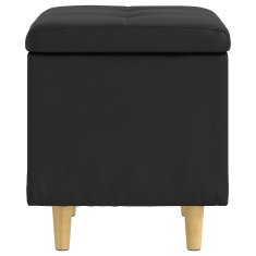Vidaxl Ottoman s shranjevanjem Črna 40 x 40 x 45 cm Umetna koža