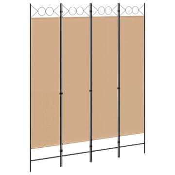 Vidaxl 4-panelni pregradnik Bež 160 x 200 cm Blago