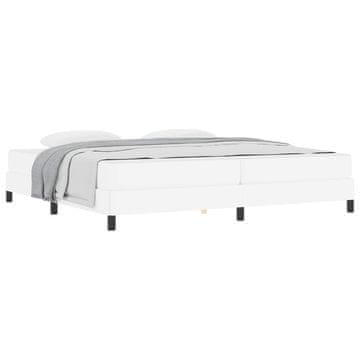 Vidaxl Konstrukcija postelje z vzmetnico Bela 200 x 200 cm blago
