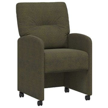 Vidaxl Jedilni stoli s kolesi 2 szt. Vojaško zelena 57 x 67 x 95 cm