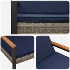 Vidaxl Zunanja klop z blazino Siva in mornarsko modra 107 x 61 x 80 cm