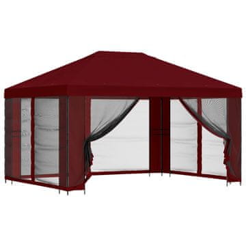 Vidaxl Vrtni gazebo s stranskimi stenami 4 × 3 m Burgundija
