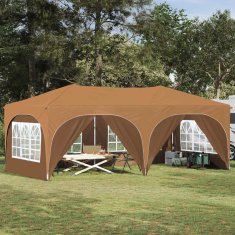 Vidaxl Zložljivi šotor za zabave 574 x 289 x 245 cm Bež Oxford tkanina