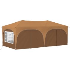Vidaxl Zložljivi šotor za zabave 574 x 289 x 245 cm Bež Oxford tkanina