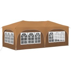 Vidaxl Zložljivi šotor za zabave 574 x 289 x 245 cm Bež Oxford tkanina